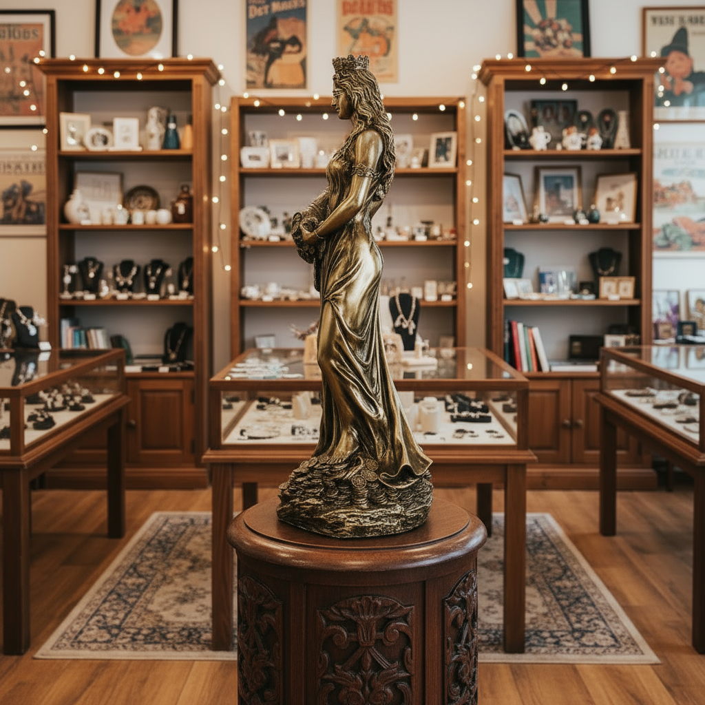 Goddess statue side angle in boutique