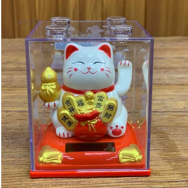 Solar Powered Maneki Waving Lucky Cat