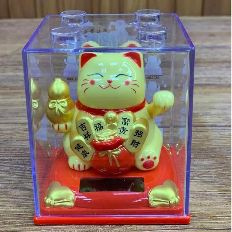 Solar Powered Maneki Waving Lucky Cat